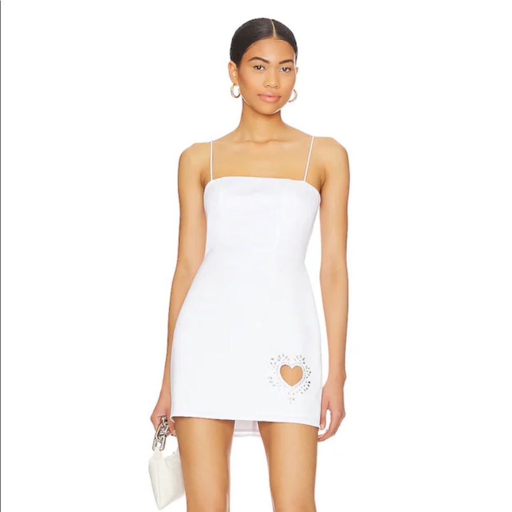 NWT Superdown Cait Heart Cut Out Dress in White
